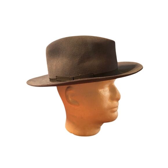 Vintage Stetson Western Hat Cowboy 3X Beaver size 7 1/4 Long Oval Brown - Picture 2 of 7